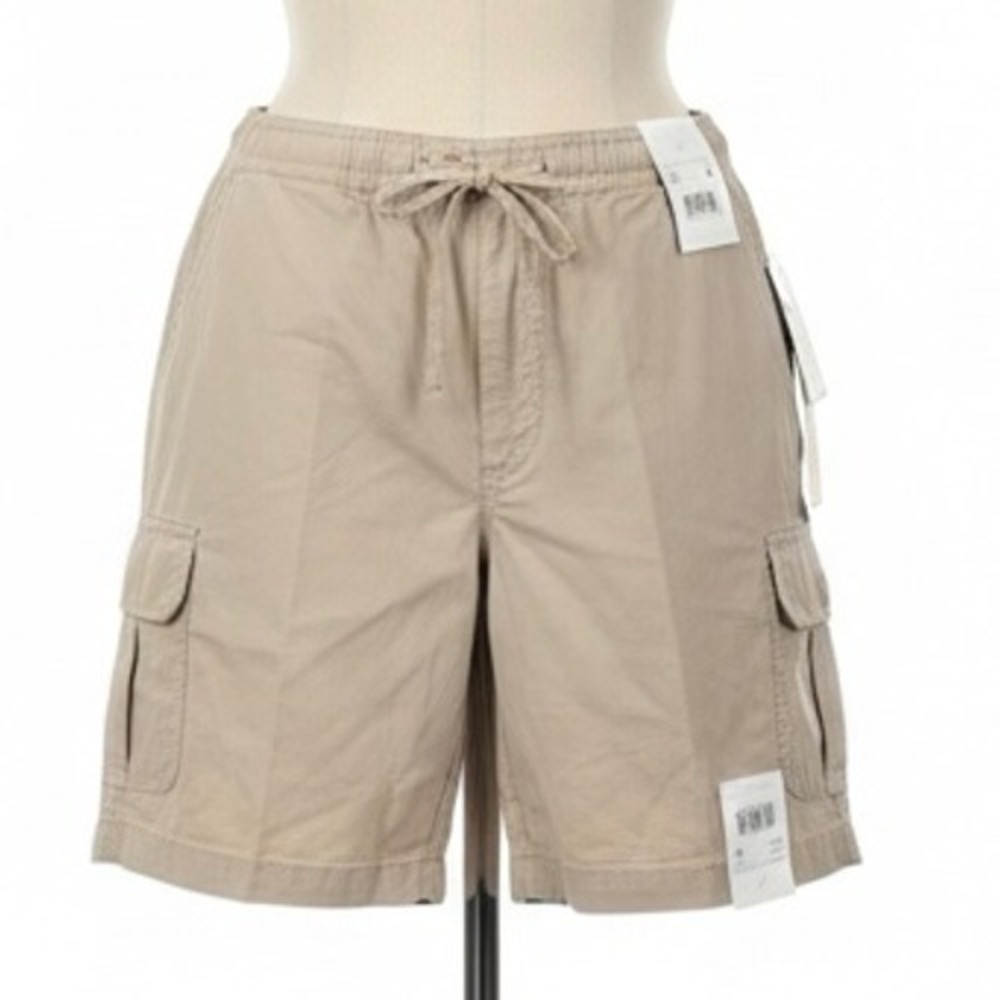 Directives Cargo Shorts Women Medium  Khaki Tan Lyocell Elastic Waist Drawstring